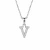 925 Sterling Silver "V" Letter Cz Pendant For Men And Women
