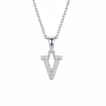 925 Sterling Silver "V" Letter Cz Pendant For Men And Women