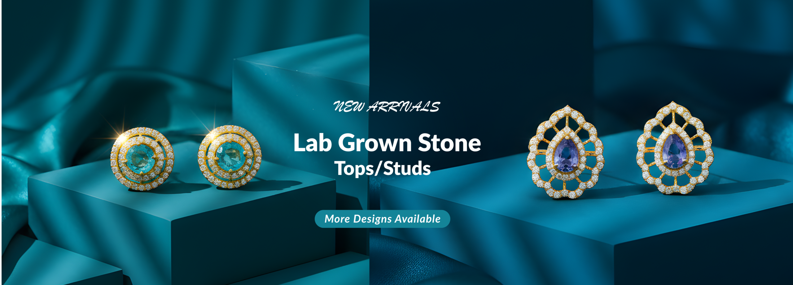 lab grown stone studs earrings 22k gold