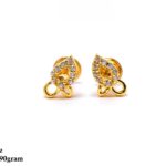 Elegant Gold Openwork Paisley Studs with Cubic Zirconia Accents Screw Back