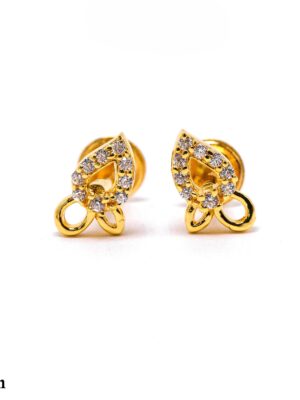 Elegant Gold Openwork Paisley Studs with Cubic Zirconia Accents Screw Back