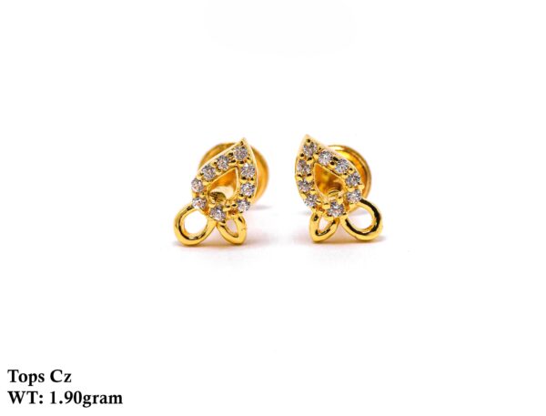Elegant Gold Openwork Paisley Studs with Cubic Zirconia Accents Screw Back