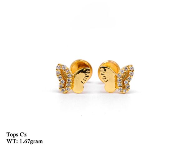 Dainty Yellow Gold Butterfly Earrings with Sparkling Cubic Zirconia Wings