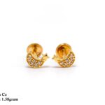 18k Gold Plated Celestial Moon Star Studs with Cubic Zirconia & Screw Backs