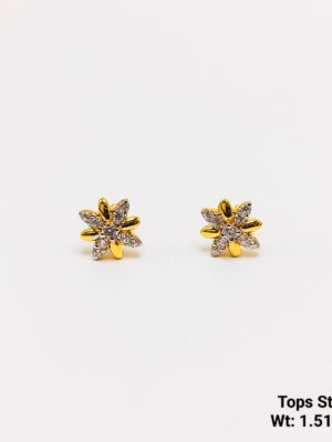 Radiant Star Flower Gold Tops with Full Stone Pave Setting