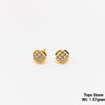 Classic Round Floral Cluster Gold Stud Earrings