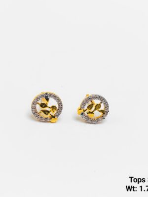 Classic Circular Gold Tops with Floral Vine Cutout and CZ Halo