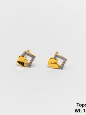 Geometric Square Abstract Gold Stone Earrings