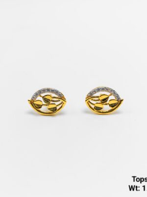Marquise Leaf Gold Stone Stud Earrings