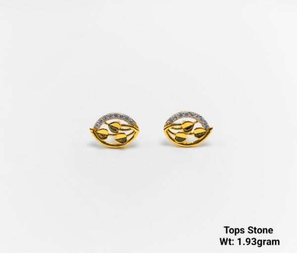 Marquise Leaf Gold Stone Stud Earrings