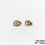 Modern Swirl & Heart Gold Stone Stud Earrings