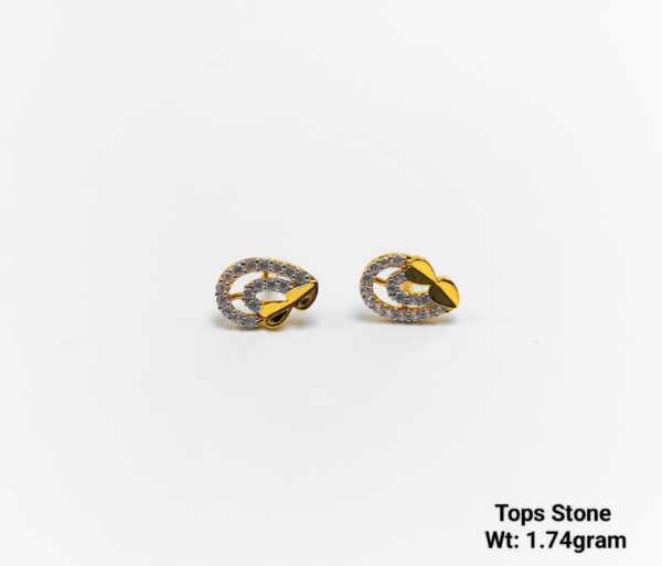 Modern Swirl & Heart Gold Stone Stud Earrings
