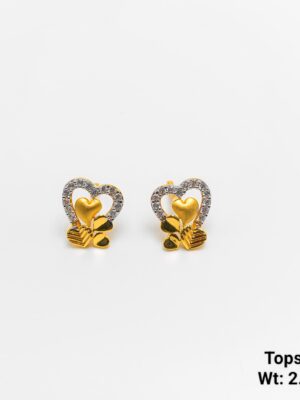 Detailed heart shape gold earrings for wife anniversary gift under 3g