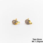 Gold Paisley Mango Motif Stone Stud Earrings