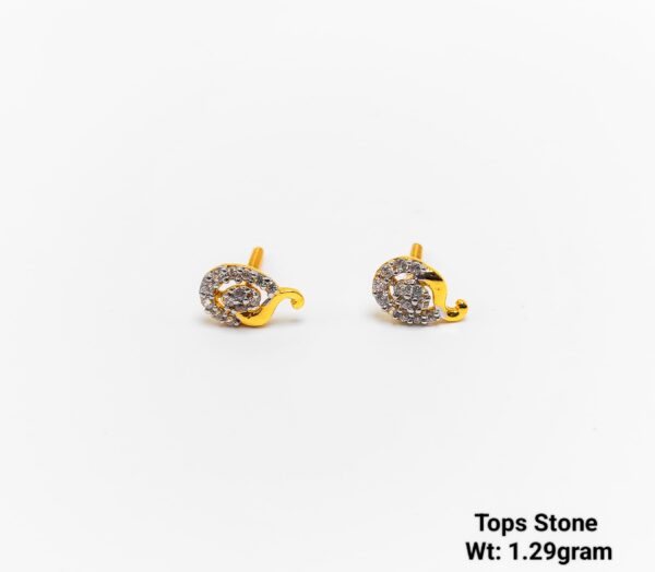 Gold Paisley Mango Motif Stone Stud Earrings