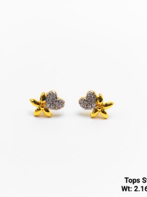 Fancy floral gold earrings design with weight for wedding gift