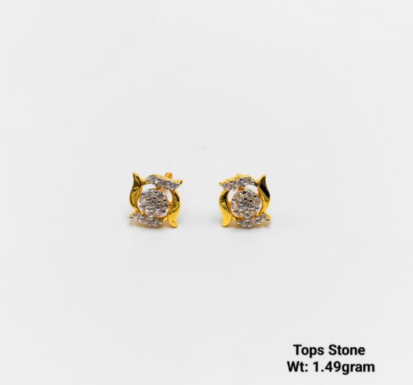 Contemporary Gold Swirl Earrings with Central Crystal Cluster