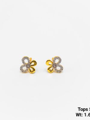 Minimalist open flower gold earrings for her birthday gift 18k style