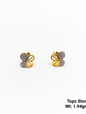 Dainty Gold Butterfly Tops with Pave Wings for Girls and Women