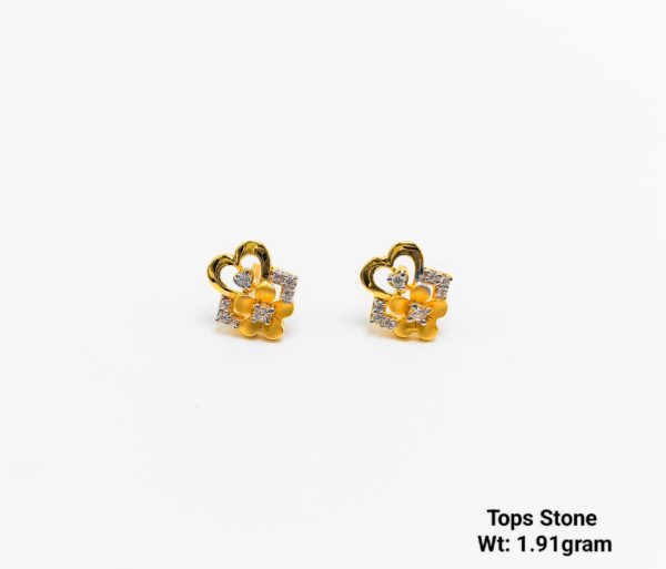Romantic Gold Floral Heart Tops with Diamond Look CZ Stones