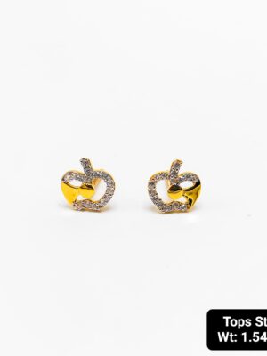 Playful Gold Apple Tops with Leaf Stone Detail for Kids & Teens