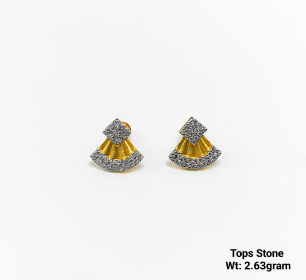 unique fan shaped gold earrings for party wear women