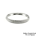 Stylish Chevron Arrow Cut Hollow Silver Kada for Men - Modern Punjabi Sikh Design 23.7g