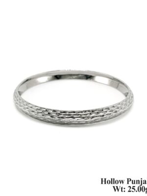 Heavy Look Hollow Silver Punjabi Kada with Deep Diamond Cuts - Sparkle Finish 25g