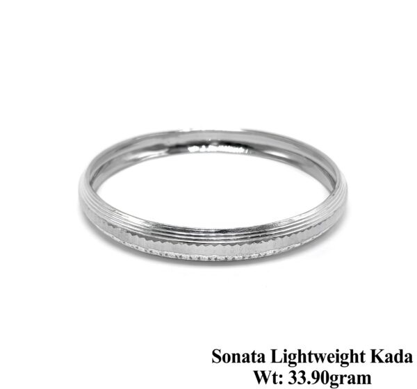 Solid 925 Silver Grooved Kada for Men - Matte & Polished Finish