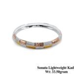Tri-Tone 925 Silver Mens Kada - Rose Gold & Yellow Gold Plated