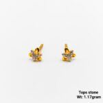 Small Gold Floral CZ Studs - Minimalist Star Design Tops