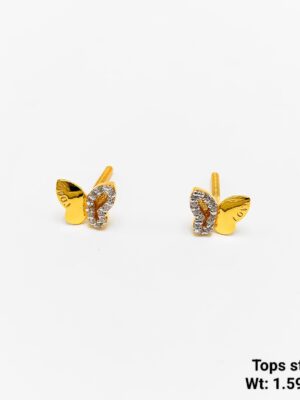 1.59g Whimsical Gold Butterfly Tops with Pave Set Cubic Zirconia