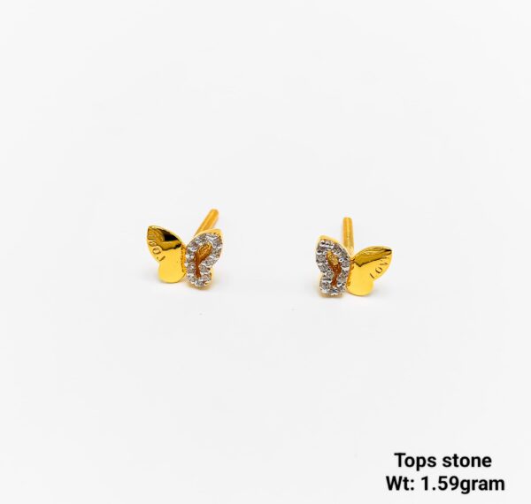 1.59g Whimsical Gold Butterfly Tops with Pave Set Cubic Zirconia