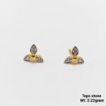 Traditional three petal gold ear tops for women daily use