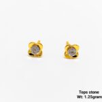 Small 4 petal flower gold earrings for girls lightweight design