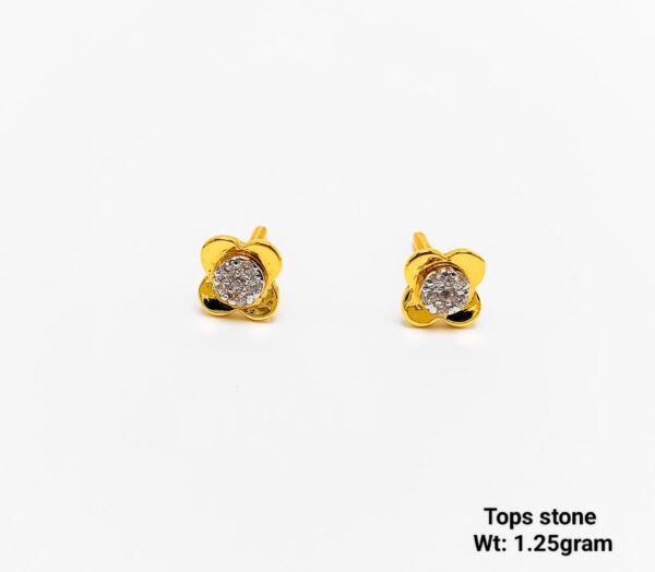 Small 4 petal flower gold earrings for girls lightweight design