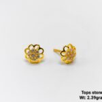 3.15g Diamond Shape Gold Studs with Intricate Grid CZ Setting