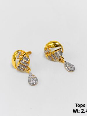 Geometric triangle gold ear tops for corporate women