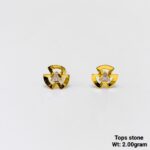 5.98g Large Floral Gold Stud Earrings with Intricate Scalloped Edge