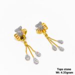 Gold Abstract Leaf Drop Earrings - Modern Art Deco Style