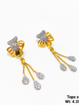 Gold Abstract Leaf Drop Earrings - Modern Art Deco Style