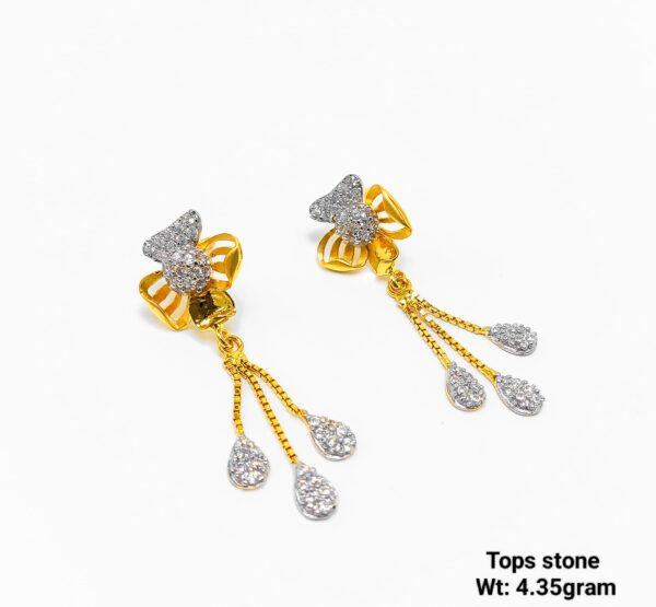 Gold Abstract Leaf Drop Earrings - Modern Art Deco Style