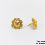 1.80g Classic Gold Flower Stud Earrings with Diamond Look Center