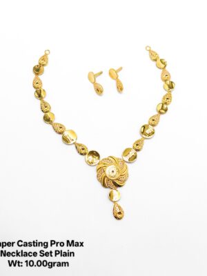 Lightweight Gold Necklace Set for Daily Wear – Paper Casting Design
