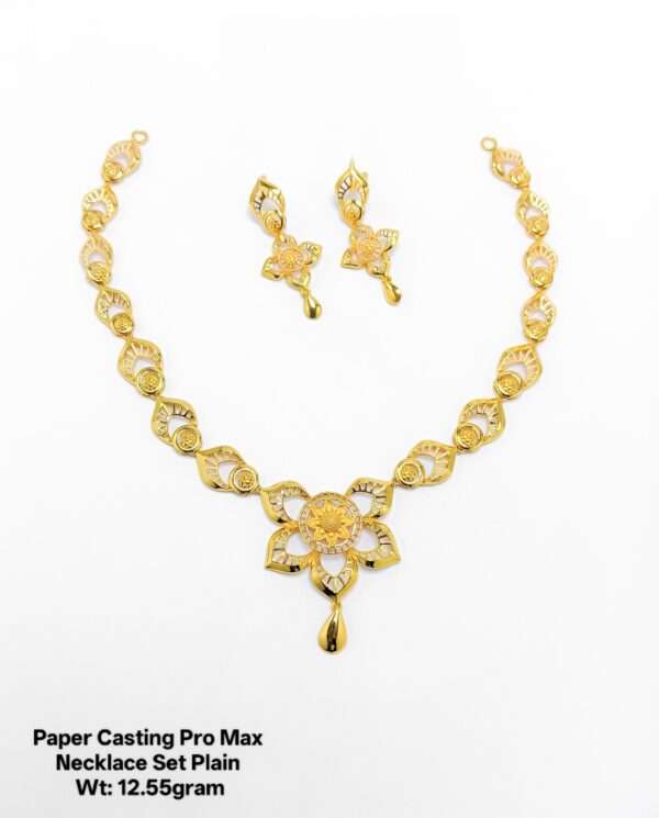 Designer Gold Necklace Set for Wedding & Festive Wear – Paper Casting