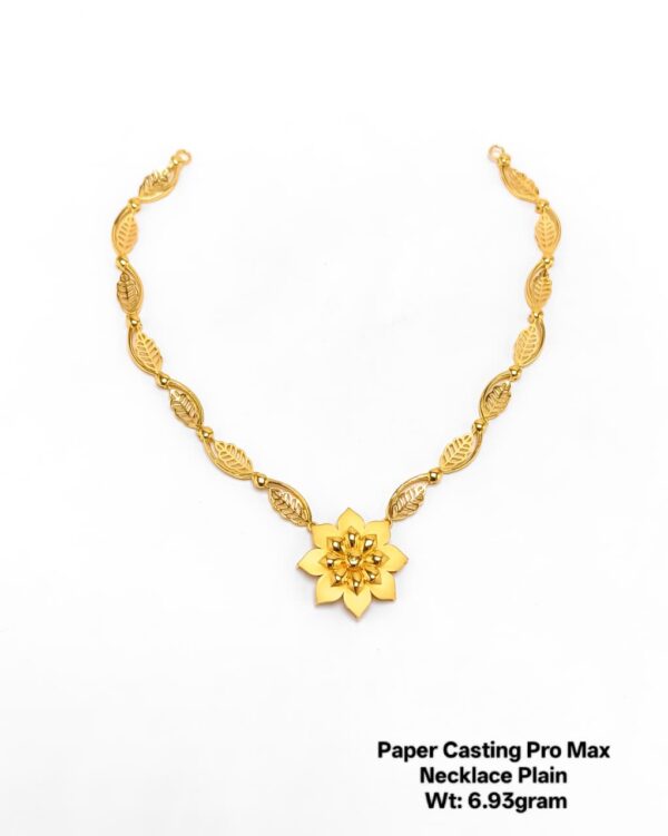 Latest Lightweight Gold Paper Casting Necklace–Floral Design for Retailers