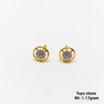 1.17g Open Circle Gold Studs with Central Crystal Cluster Design