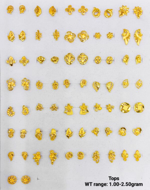 Designer 22k Gold Daily Wear Tops - Small Gold Earrings Collection