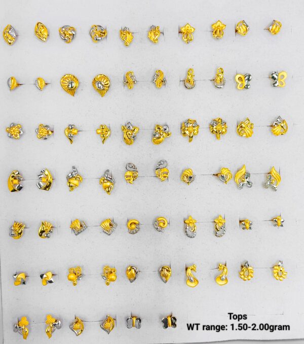 New 22K Plain Gold Tops Earring Collection (1.50g - 2.00g)