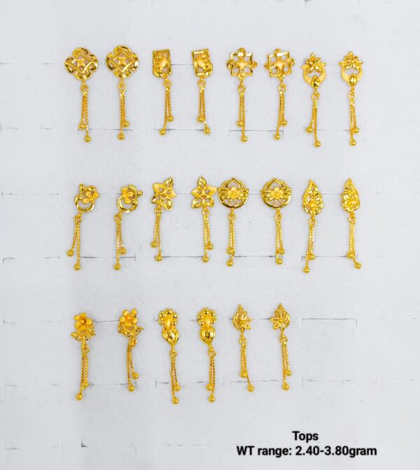 New Designs 22K Plain Gold Tops Earring Collection (2-4g)